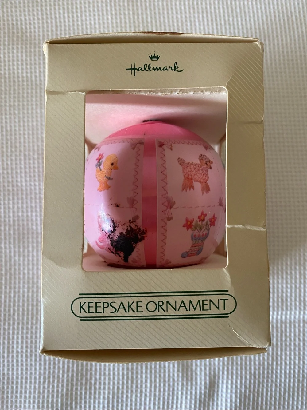 Hallmark 1982 Baby’s 1st‎ Christmas Pink Keepsake Ornament OS